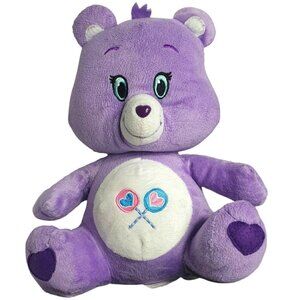 Care Bears SHARE Bear 12" Plush Toy Purple Stuffed Animal Embroider Candy Design